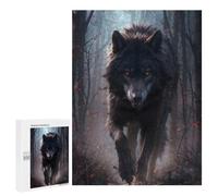 Rompecabezas para Adolescentes 500 PCS Black Wolf in The Woods Rompecabezas para Adultos Juego De Ingenio Ensamblaje De Patrones Interacción Entre Padres E Hijos 500 PCS