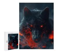 Rompecabezas para Adolescentes 500 PCS Black Wolf Red Eyes Rompecabezas para Adultos Juguetes Antiestrés Arte De Pared Interacción Entre Padres E Hijos 500 PCS