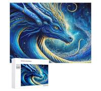 Rompecabezas para Adolescentes 500 PCS Blue Dragon in Cosmic Light Rompecabezas para Adultos Juego Familiar Regalo De Cumpleaños Interacción Entre Padres E Hijos 500 PCS