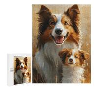 Rompecabezas para Adolescentes 500 PCS Border Collie Puppy Portrait Rompecabezas para Adultos Juguetes Antiestrés para La Diversión Familiar Interacción Entre Padres E Hijos 500 PCS