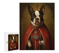Rompecabezas para Adolescentes 500 PCS Boston Terrier The Pope Rompecabezas para Adultos Juegos De Relajación Análisis Y Lógica Diversión En Casa Actividades, 500 PCS