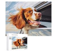 Rompecabezas para Adolescentes 500 PCS Brittany Spaniel in Car Window Rompecabezas De Juguete Decoración De Pared Decoración del Hogar Cumpleaños Y Navidad 500 PCS