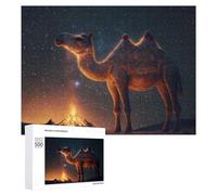 Rompecabezas para Adolescentes 500 PCS Camel Under Starry Sky with Campfire Rompecabezas para Adultos Juegos Relajantes Corte De Precisión Juego Desafiante Regalos 500 PCS