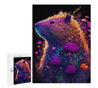 Rompecabezas para Adolescentes 500 PCS Capybara Flower Colorful Rompecabezas para Adultos Juegos Relajantes Pero Divertidos Y Humorísticos 500 PCS