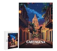 Rompecabezas para Adolescentes 500 PCS Cartagena, Colombia Street at Night Rompecabezas para Adultos Juego Práctico Decoración De Pared Cumpleaños Y Navidad 500 PCS