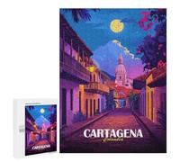 Rompecabezas para Adolescentes 500 PCS Cartagena Colombia Street View Illustration Rompecabezas Juguetes Antiestrés Corte De Precisión Interacción Entre Padres E Hijos 500 PCS