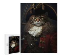 Rompecabezas para Adolescentes 500 PCS Cat Pirate in A Hat Rompecabezas para Adultos Juego De Ingenio Decoración del Hogar Regalos para Reducir El Estrés 500 PCS