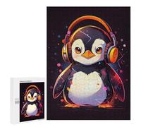 Rompecabezas para Adolescentes 500 PCS Chill Penguin Headphones Rompecabezas para Adultos Juego De Ingenio Decoración del Hogar Regalos para Reducir El Estrés 500 PCS