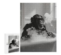 Rompecabezas para Adolescentes 500 PCS Chimpanzee Smoking in Bathtub Rompecabezas para Adultos Juegos Relajantes Pero Divertidos Y Humorísticos 500 PCS