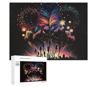 Rompecabezas para Adolescentes 500 PCS City Skyline Fireworks Display Rompecabezas para Adultos Juego De Ingenio Decoración del Hogar Actividades Divertidas En Casa 500 PCS