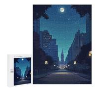 Rompecabezas para Adolescentes 500 PCS City Street at Night with Moon Rompecabezas para Adultos Juguetes Antiestrés Arte De Pared Interacción Entre Padres E Hijos 500 PCS
