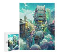 Rompecabezas para Adolescentes 500 PCS Cloud Cityscape Futuristic Urban Fantasy Rompecabezas para Adultos Juego Familiar Regalo De Cumpleaños Interacción Entre Padres E Hijos 500 PCS