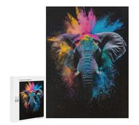 Rompecabezas para Adolescentes 500 PCS Color Burst Elephant Rompecabezas para Adultos Juegos Relajantes Pero Divertidos Y Humorísticos 500 PCS