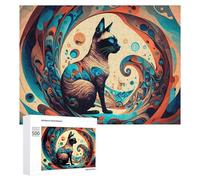 Rompecabezas para Adolescentes 500 PCS Colorful Abstract Cat Artwork Rompecabezas para Adultos Juguetes De Bricolaje Desafío Difícil Cumpleaños 500 PCS