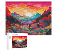 Rompecabezas para Adolescentes 500 PCS Colorful Abstract Landscape Sunset Rompecabezas para Adultos Juego Práctico Que Mejora La Memoria Actividades Divertidas En Casa 500 PCS