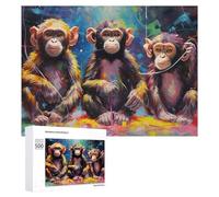 Rompecabezas para Adolescentes 500 PCS Colorful Chimpanzee Trio Rompecabezas para Adultos Juegos Relajantes Corte De Precisión Juego Desafiante Regalos 500 PCS