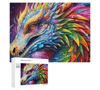 Rompecabezas para Adolescentes 500 PCS Colorful Dragon Illustration Rompecabezas Juguetes Antiestrés Decoración Diversión En Casa Actividades, 500 PCS