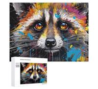 Rompecabezas para Adolescentes 500 PCS Colorful Fox Portrait Artwork Rompecabezas para Adultos Juego Práctico Que Mejora La Memoria Actividades Divertidas En Casa 500 PCS