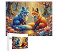 Rompecabezas para Adolescentes 500 PCS Colorful Foxes in Autumn Forest Rompecabezas para Adultos Juegos Relajantes Corte De Precisión Juego Desafiante Regalos 500 PCS