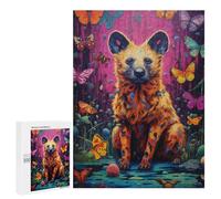 Rompecabezas para Adolescentes 500 PCS Colorful Hyena with Butterflies Rompecabezas para Adultos Juegos Familiares Análisis Y Lógica Actividades Divertidas En Casa 500 PCS