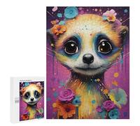 Rompecabezas para Adolescentes 500 PCS Colorful Meerkat with Flowers Rompecabezas para Adultos Juego Familiar Regalo De Cumpleaños Interacción Entre Padres E Hijos 500 PCS