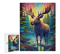 Rompecabezas para Adolescentes 500 PCS Colorful Moose in Fantasy Forest Rompecabezas para Adultos Juego Familiar Regalo De Cumpleaños Interacción Entre Padres E Hijos 500 PCS