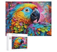 Rompecabezas para Adolescentes 500 PCS Colorful Parrot in Abstract Art -1 Rompecabezas para Adultos Juego Práctico Que Mejora La Memoria Actividades Divertidas En Casa 500 PCS