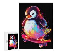 Rompecabezas para Adolescentes 500 PCS Colorful Penguin Skater Rompecabezas para Adultos Juego Familiar Decoración Desafiante De Completar 500 PCS