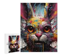 Rompecabezas para Adolescentes 500 PCS Colorful Rabbit Painting Rompecabezas para Adultos Juguetes De Bricolaje Desafío Difícil Cumpleaños 500 PCS