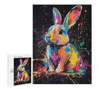 Rompecabezas para Adolescentes 500 PCS Colorful Rabbit Splash Art Rompecabezas para Adultos Juguetes Antiestrés para La Diversión Familiar Interacción Entre Padres E Hijos 500 PCS