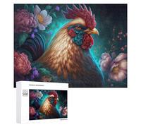 Rompecabezas para Adolescentes 500 PCS Colorful Rooster with Flowers-2 Rompecabezas para Adultos Juegos Divertidos Análisis Y Lógica Interacción Entre Padres E Hijos 500 PCS