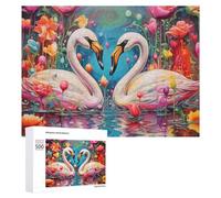 Rompecabezas para Adolescentes 500 PCS Colorful Swans in Fantasy Garden Rompecabezas para Adultos Juego De Ingenio Decoración del Hogar Actividades Divertidas En Casa 500 PCS