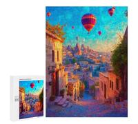Rompecabezas para Adolescentes 500 PCS Colorful Village with Hot Air Balloons Rompecabezas para Adolescentes Juego Familiar Decoración De Pared Interacción Entre Padres E Hijos 500 PCS