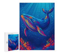 Rompecabezas para Adolescentes 500 PCS Colorful Whale in Deep Blue Sea Pop Art Rompecabezas para Adultos Juguetes Antiestrés Arte De Pared Interacción Entre Padres E Hijos 500 PCS