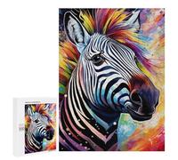 Rompecabezas para Adolescentes 500 PCS Colorful Zebra Artwork Rompecabezas para Adultos Juego Práctico Que Mejora La Memoria Actividades Divertidas En Casa 500 PCS