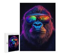 Rompecabezas para Adolescentes 500 PCS Cool Gorilla with Sunglasses Rompecabezas para Adultos Juegos Relajantes Desafío Difícil Desafío Educativo 500 PCS