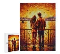 Rompecabezas para Adolescentes 500 PCS Couple Sunset Cityscape Rompecabezas para Adultos Juego Familiar Decoración Desafiante De Completar 500 PCS