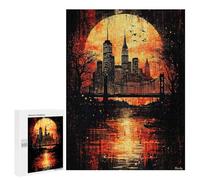 Rompecabezas para Adolescentes 500 PCS Crimson Metropolis Gothic New York at Sunset Rompecabezas para Adolescentes Juguetes Antiestrés Mejora La Memoria 500 PCS