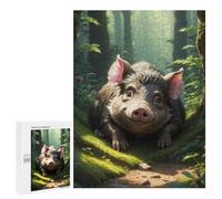 Rompecabezas para Adolescentes 500 PCS Curious Piglet in The Wood Rompecabezas para Adultos Juego De Ingenio Decoración del Hogar Regalos para Reducir El Estrés 500 PCS