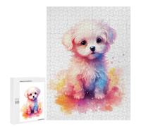 Rompecabezas para Adolescentes 500 PCS Cute Baby Maltese Puppy Rompecabezas para Adultos Juegos De Relajación Análisis Y Lógica Diversión En Casa Actividades, 500 PCS