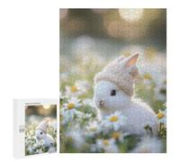 Rompecabezas para Adolescentes 500 PCS Cute Bunny in A Knit Hat Rompecabezas para Adultos Juegos Relajantes Pero Divertidos Y Humorísticos 500 PCS