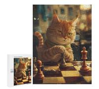 Rompecabezas para Adolescentes 500 PCS Cute Cartoon Chess Cat Rompecabezas para Adultos Juegos Relajantes Desafío Difícil Desafío Educativo 500 PCS