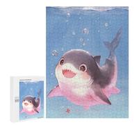 Rompecabezas para Adolescentes 500 PCS Cute Cartoon Shark in Blue Water Rompecabezas para Adultos Juego Práctico Carrera De Velocidad Manual Desafío Educativo 500 PCS