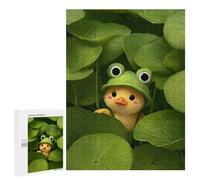 Rompecabezas para Adolescentes 500 PCS Cute Chick with Frog Hat in Lilypads Rompecabezas para Adultos Juego Práctico Carrera De Velocidad Manual Desafío Educativo 500 PCS