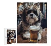 Rompecabezas para Adolescentes 500 PCS Cute Dog Drinking Beer Rompecabezas para Adultos Juegos Relajantes Decoración Actividades Divertidas En Casa 500 PCS