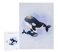 Rompecabezas para Adolescentes 500 PCS Cute Orca Whale Rompecabezas Juguetes Antiestrés Corte De Precisión Interacción Entre Padres E Hijos 500 PCS