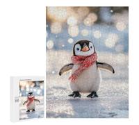 Rompecabezas para Adolescentes 500 PCS Cute Penguin in Red Scarf Rompecabezas para Adultos Juguetes Antiestrés para La Diversión Familiar Interacción Entre Padres E Hijos 500 PCS