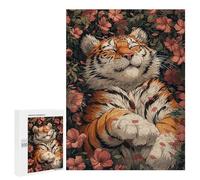 Rompecabezas para Adolescentes 500 PCS Cute Tiger Sleeping Sakura Rompecabezas para Adultos Juego Familiar Decoración Desafiante De Completar 500 PCS