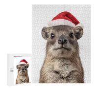 Rompecabezas para Adolescentes 500 PCS Cute Tree Hyrax with Santa Hat Rompecabezas para Adultos Juegos Relajantes Pero Divertidos Y Humorísticos 500 PCS