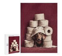 Rompecabezas para Adolescentes 500 PCS Dachshund in Toilet Paper Fort Dachshund Toilet Rompecabezas para Adultos Juegos Relajantes Pero Divertidos Y Humorísticos 500 PCS